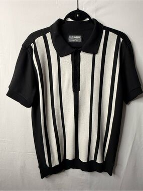Eight Avenue Black & White Vertical-Stripe Polo